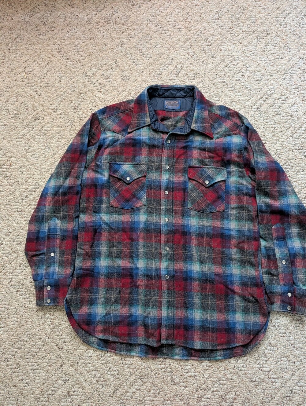 Vintage 70-80s Pendleton Wool Western Pearl Snap Tartan Plaid Flannel Vtg